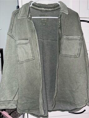 Aerie Olive Acid Washed Shacket S